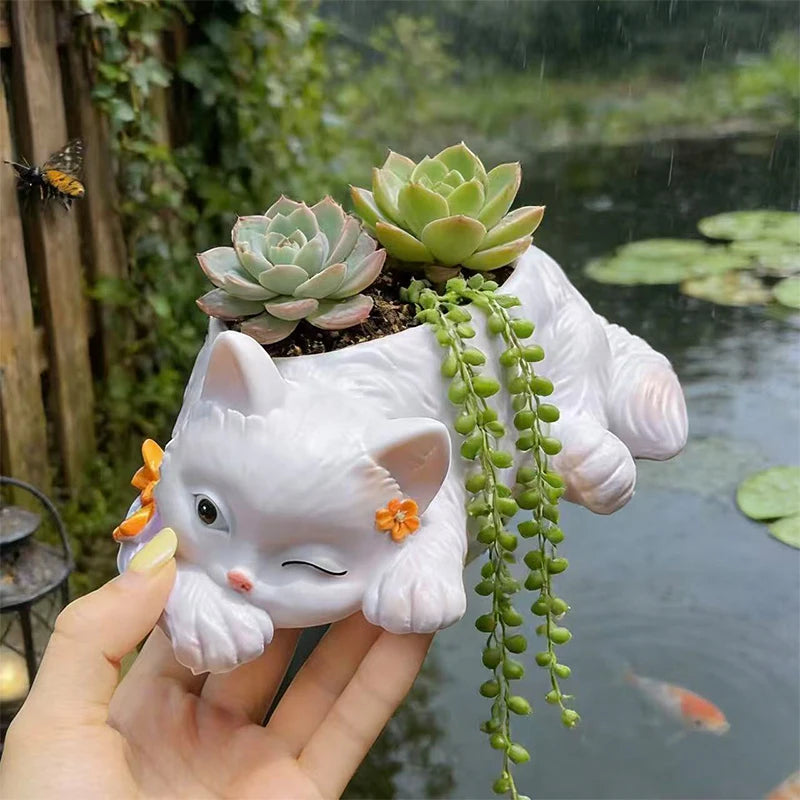 Vaso de Cerâmica Gatinho Manhoso