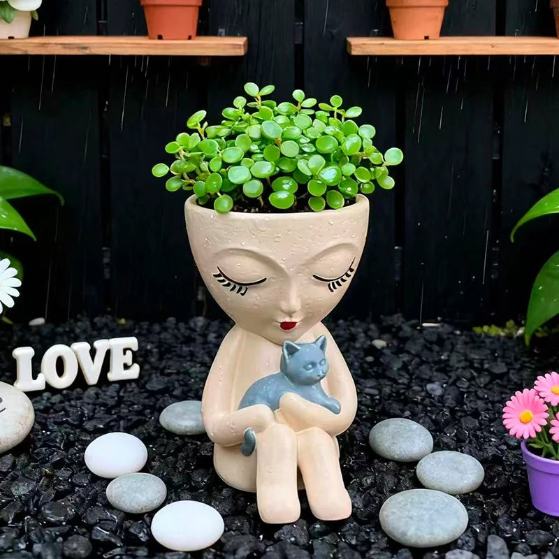 Vaso de Cerâmica Menina e o Gato