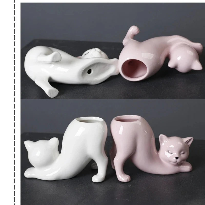 Vaso de Cerâmica Gato Zen