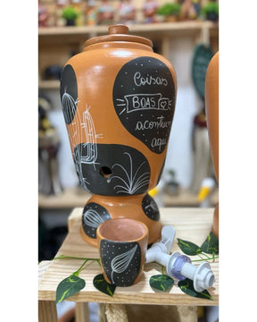 Moringa de Barro 3 Litros - Torneira e Copo Artesanal