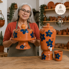 Conjunto Artesanal Afeto à Mesa - Boleira, Moringa e Copo