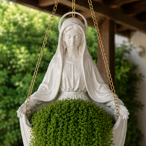 Nossa Senhora Jardim de Fé — Cachepô Suspenso em Cerâmica